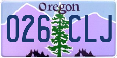 OR license plate 026CLJ