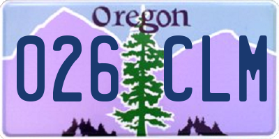 OR license plate 026CLM