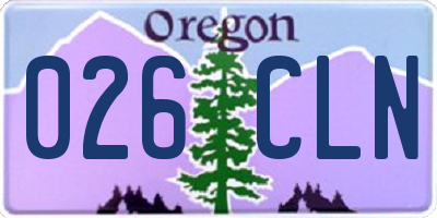 OR license plate 026CLN