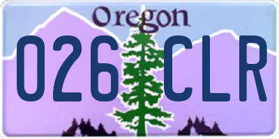 OR license plate 026CLR
