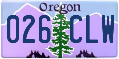 OR license plate 026CLW