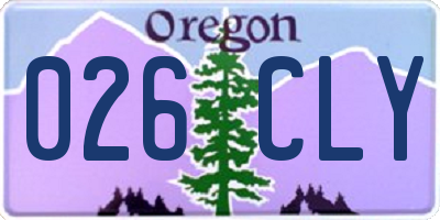 OR license plate 026CLY