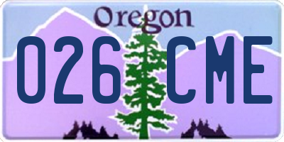 OR license plate 026CME