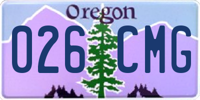 OR license plate 026CMG