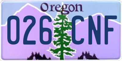 OR license plate 026CNF