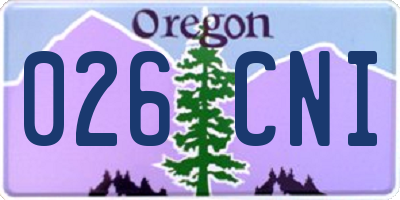 OR license plate 026CNI