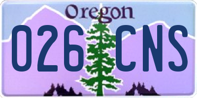 OR license plate 026CNS