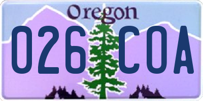 OR license plate 026COA