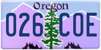 OR license plate 026COE