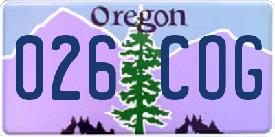 OR license plate 026COG