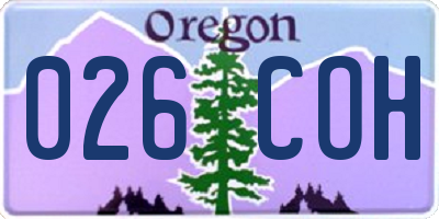 OR license plate 026COH