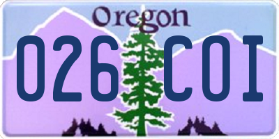 OR license plate 026COI