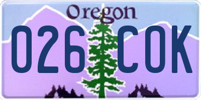 OR license plate 026COK
