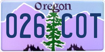 OR license plate 026COT
