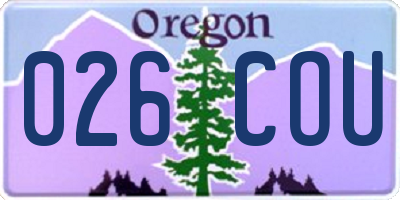 OR license plate 026COU
