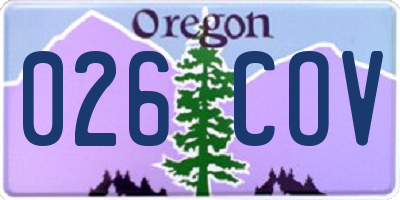 OR license plate 026COV