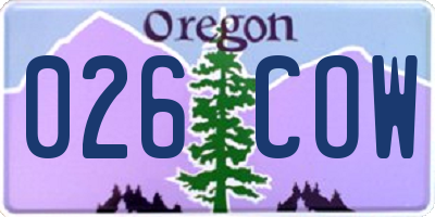 OR license plate 026COW