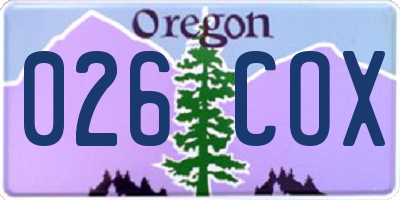 OR license plate 026COX