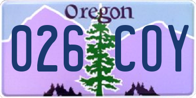 OR license plate 026COY