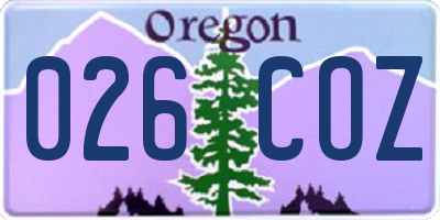 OR license plate 026COZ