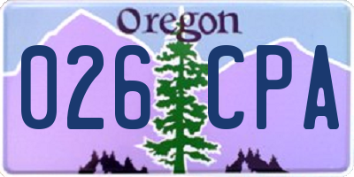OR license plate 026CPA