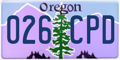 OR license plate 026CPD