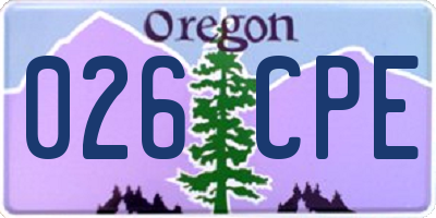 OR license plate 026CPE