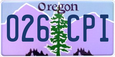 OR license plate 026CPI