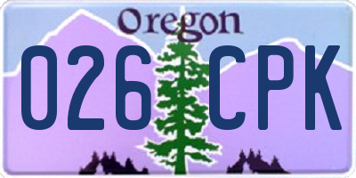 OR license plate 026CPK