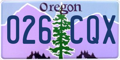OR license plate 026CQX