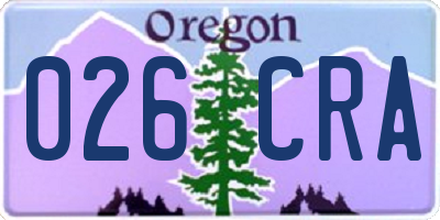 OR license plate 026CRA