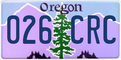 OR license plate 026CRC
