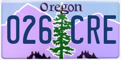 OR license plate 026CRE
