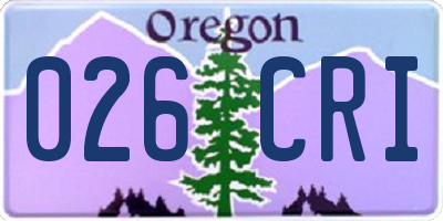 OR license plate 026CRI