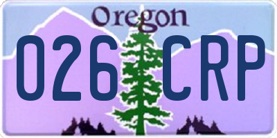OR license plate 026CRP
