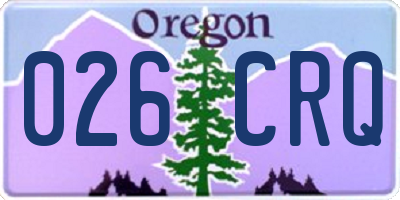 OR license plate 026CRQ