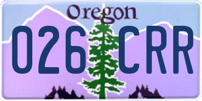 OR license plate 026CRR