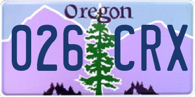OR license plate 026CRX