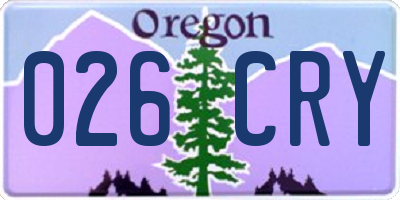 OR license plate 026CRY