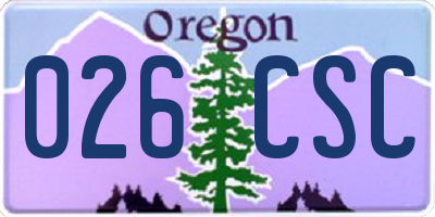 OR license plate 026CSC