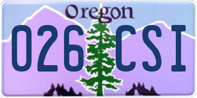 OR license plate 026CSI