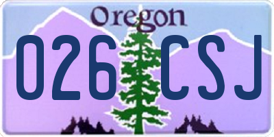 OR license plate 026CSJ