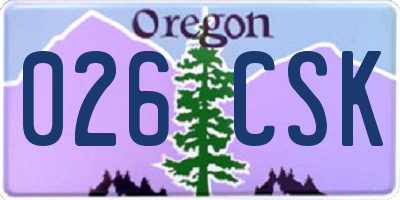 OR license plate 026CSK