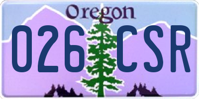 OR license plate 026CSR