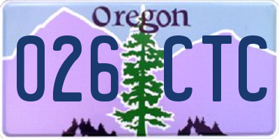 OR license plate 026CTC