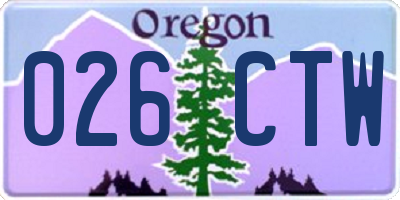 OR license plate 026CTW