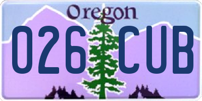 OR license plate 026CUB