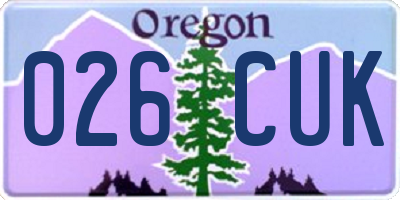 OR license plate 026CUK