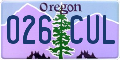 OR license plate 026CUL