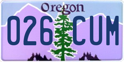 OR license plate 026CUM